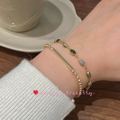 Double-layer French retro color-blocking bracelet