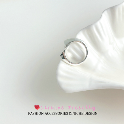 Korean ins cold style pearl zircon double heart ring