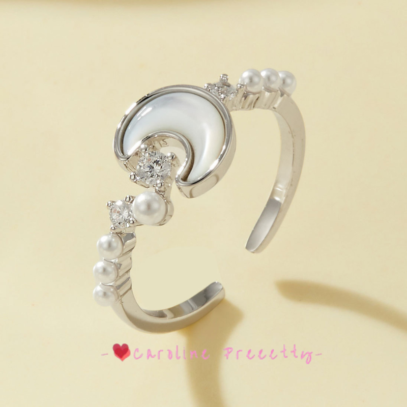 Fashionable, simple, natural shell moon opening ring