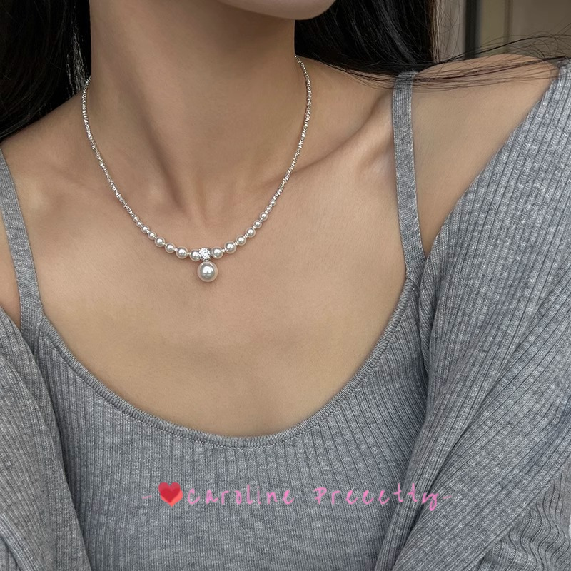 Original Strong Light Pearl S925 Pure silver Gradient necklace