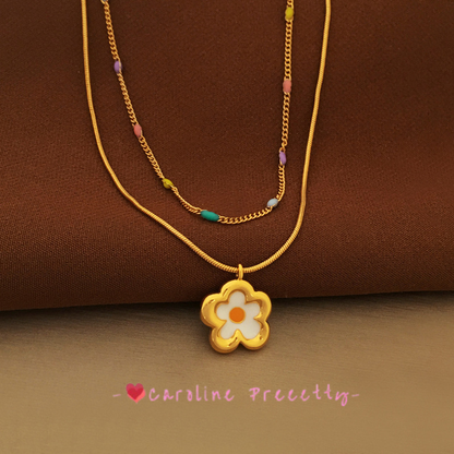 Double-layer flower necklace