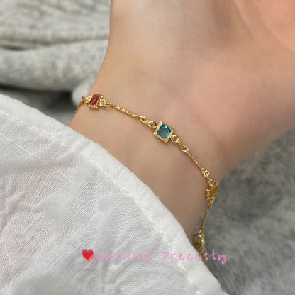 Multi-color gemstone-like metal retro necklace with a feminine charm, a female collarbone chain, and an ins style