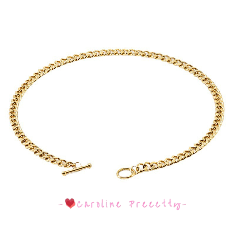 Stainless steel OT buckle Cuban chain bracelet, men's European and American 18K gold titanium steel necklace,