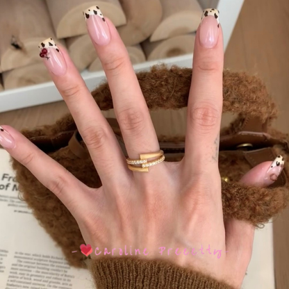 French vintage double-layer brushed interlaced ring