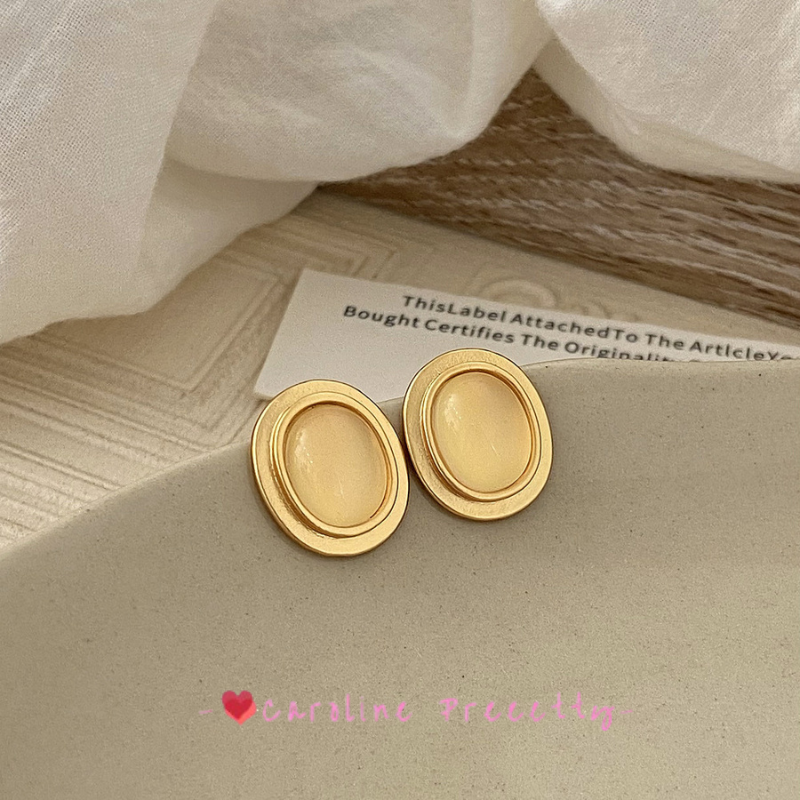 Cat's eye stone geometric trendy stud earrings