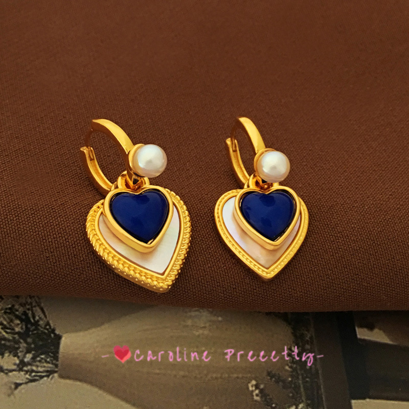 Blue heart-shaped earrings