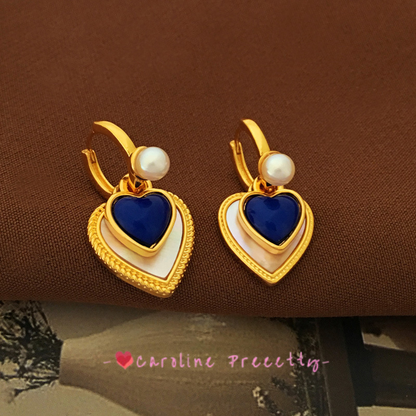 Blue heart-shaped earrings