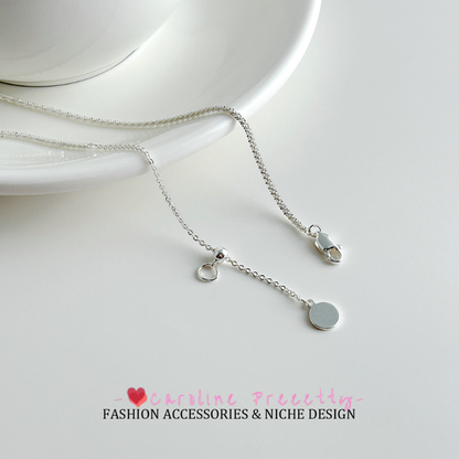 French light blue natural shell drip glaze flowing sand double-sided heart pendant necklace, high-end, exquisite and gentle necklace