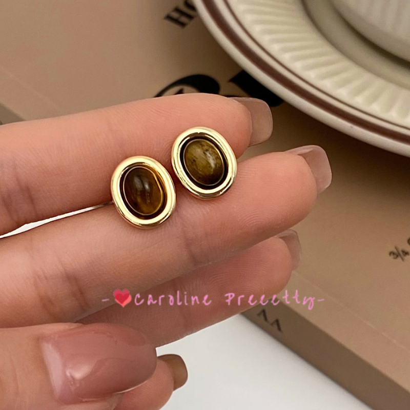 Retro tiger's eye abacus bead pendant necklace, light luxury and niche layered neckchain, simple and versatile sweater chain, collarbone chain