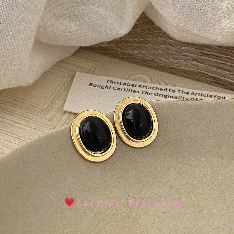 Cat's eye stone geometric trendy stud earrings