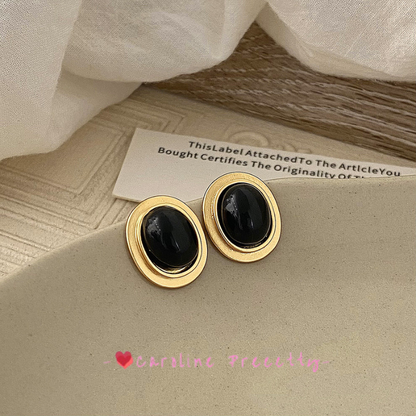 Cat's eye stone geometric trendy stud earrings