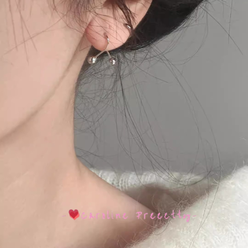 Cross-shaped small golden ball ear studs