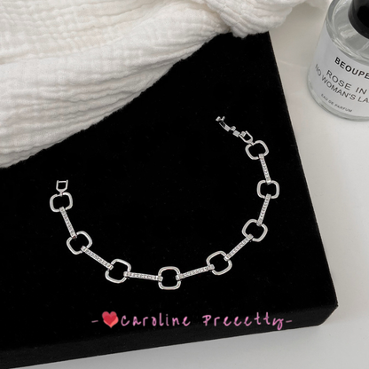 Fashionable and simple bracelet with a high-end feel, slightly inlaid zircon plain chain, light luxury, ins style chain bracelet, cold style jewelry