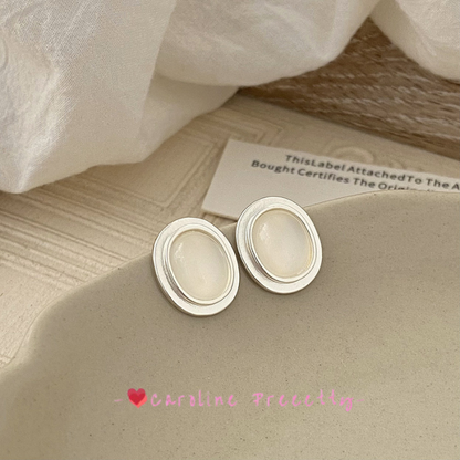 Cat's eye stone geometric trendy stud earrings