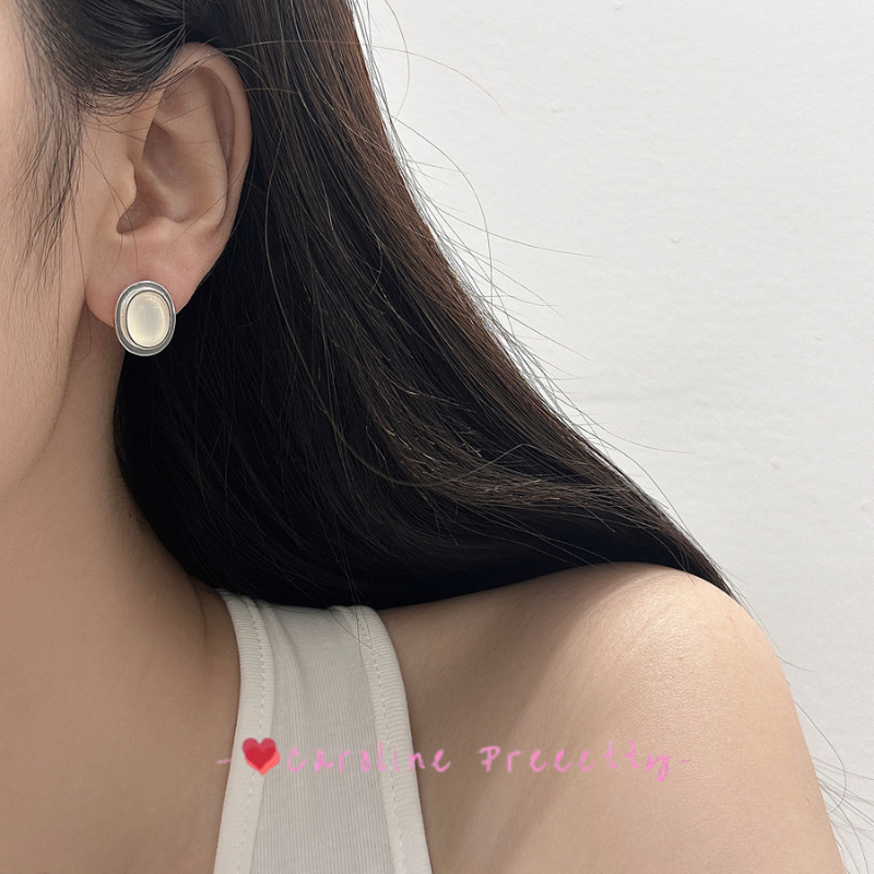 Cat's eye stone geometric trendy stud earrings