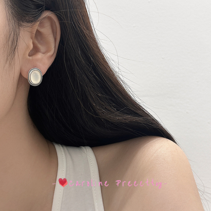 Cat's eye stone geometric trendy stud earrings