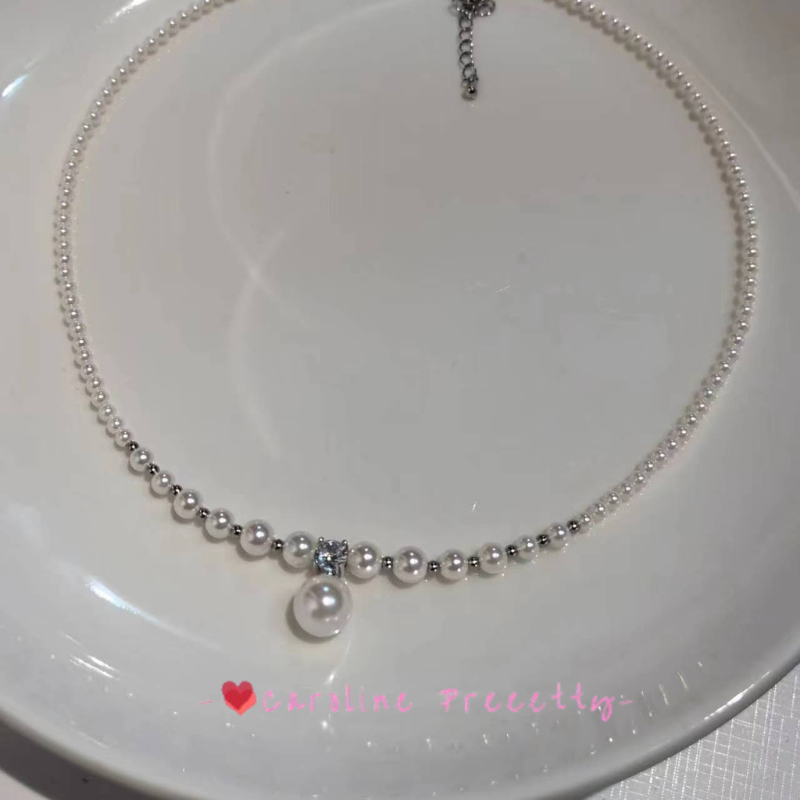 Original Strong Light Pearl S925 Pure silver Gradient necklace