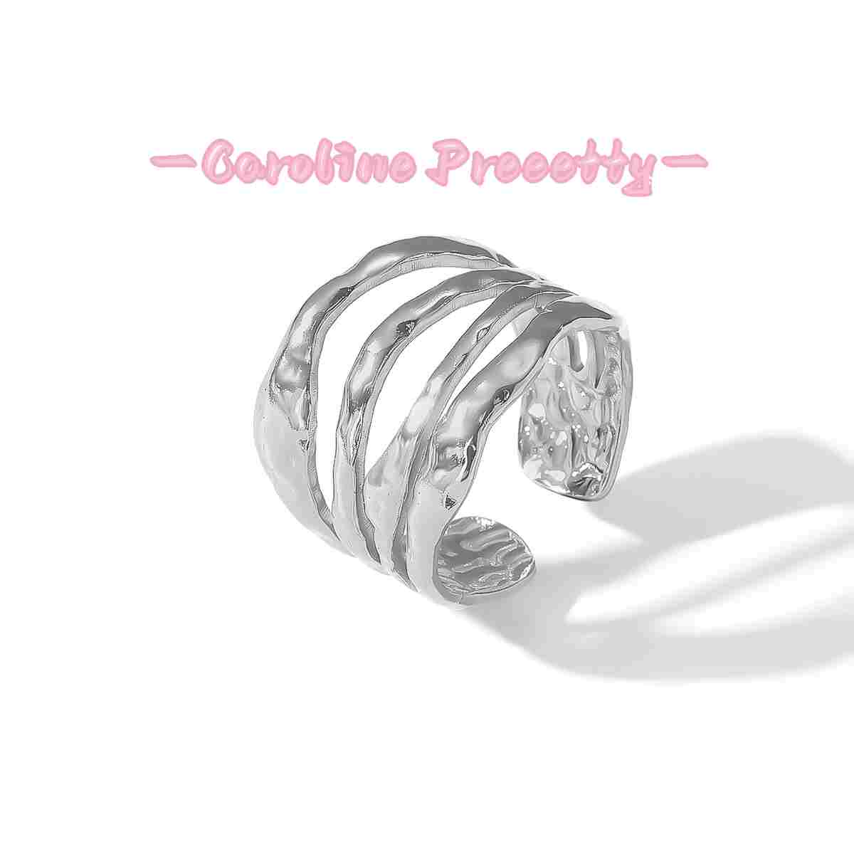 Stainless steel heart-shaped open ring