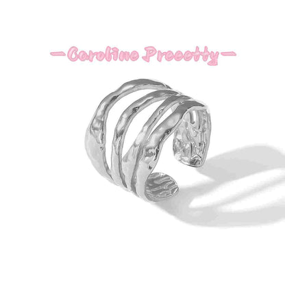 Stainless steel heart-shaped open ring
