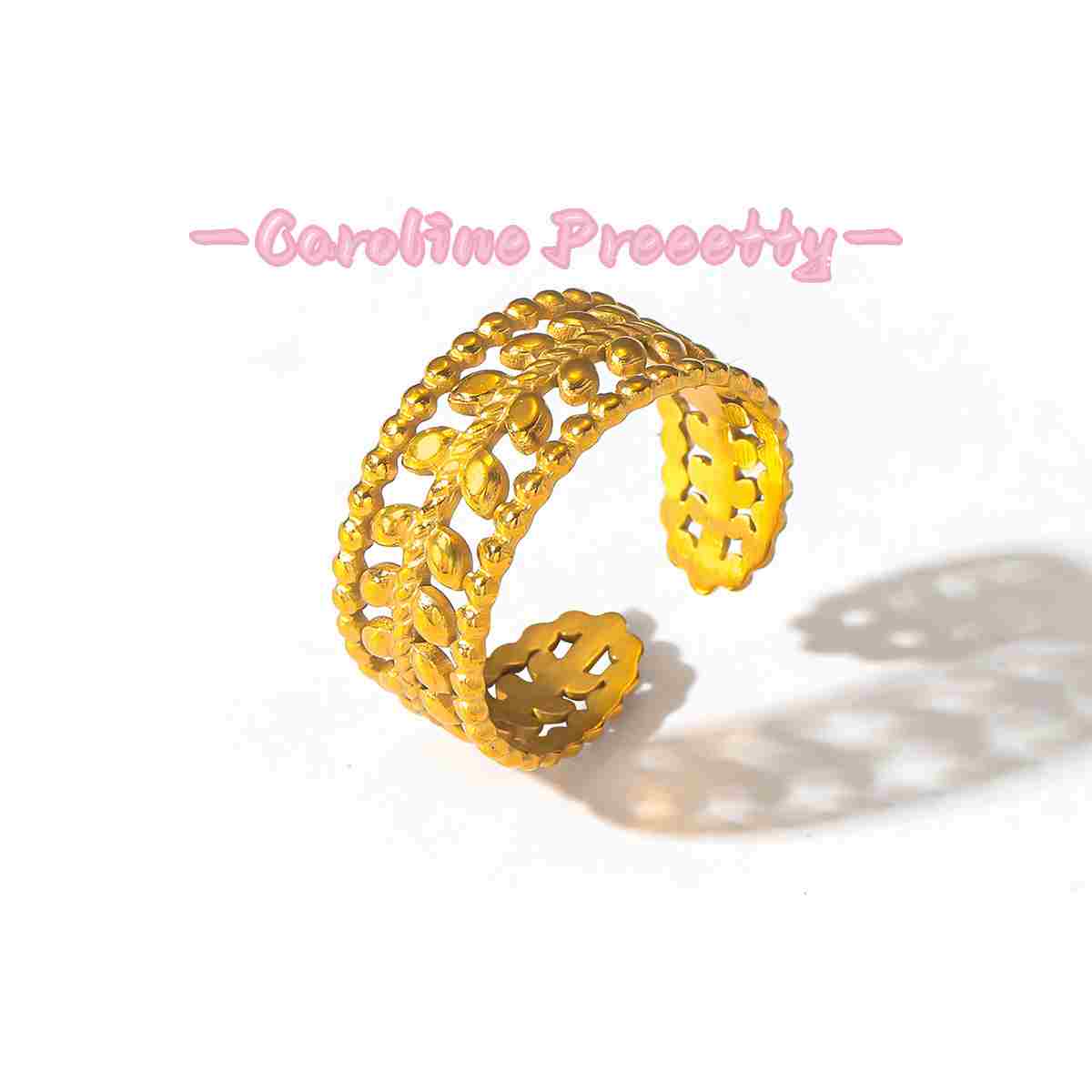 Stainless steel heart-shaped open ring
