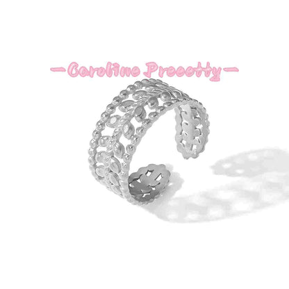 Stainless steel heart-shaped open ring