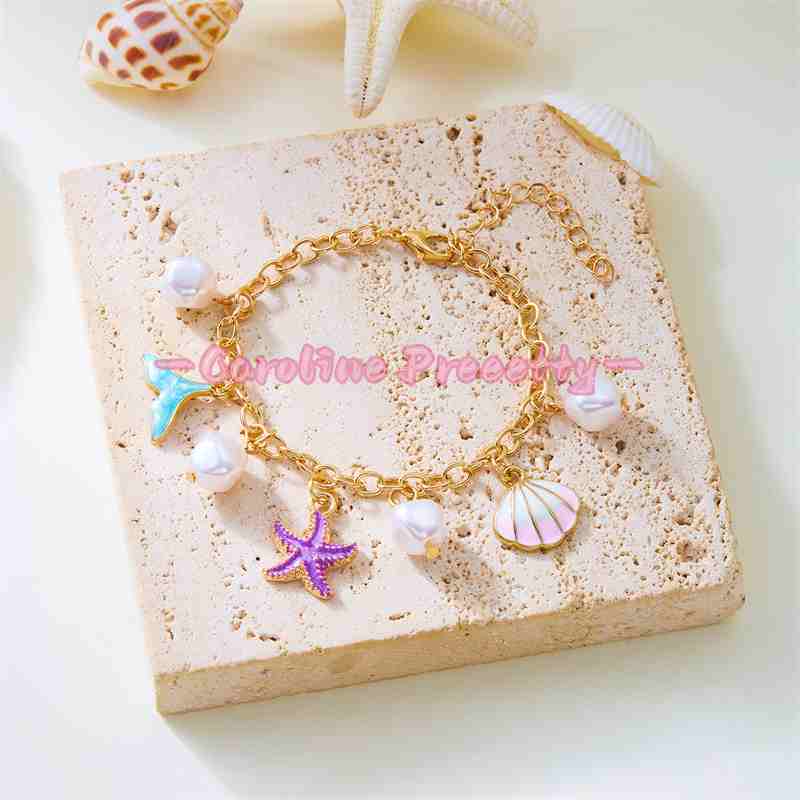Summer beach starfish shell pearl pendant bracelet