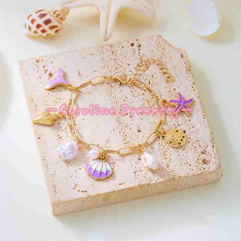 Summer beach starfish shell pearl pendant bracelet