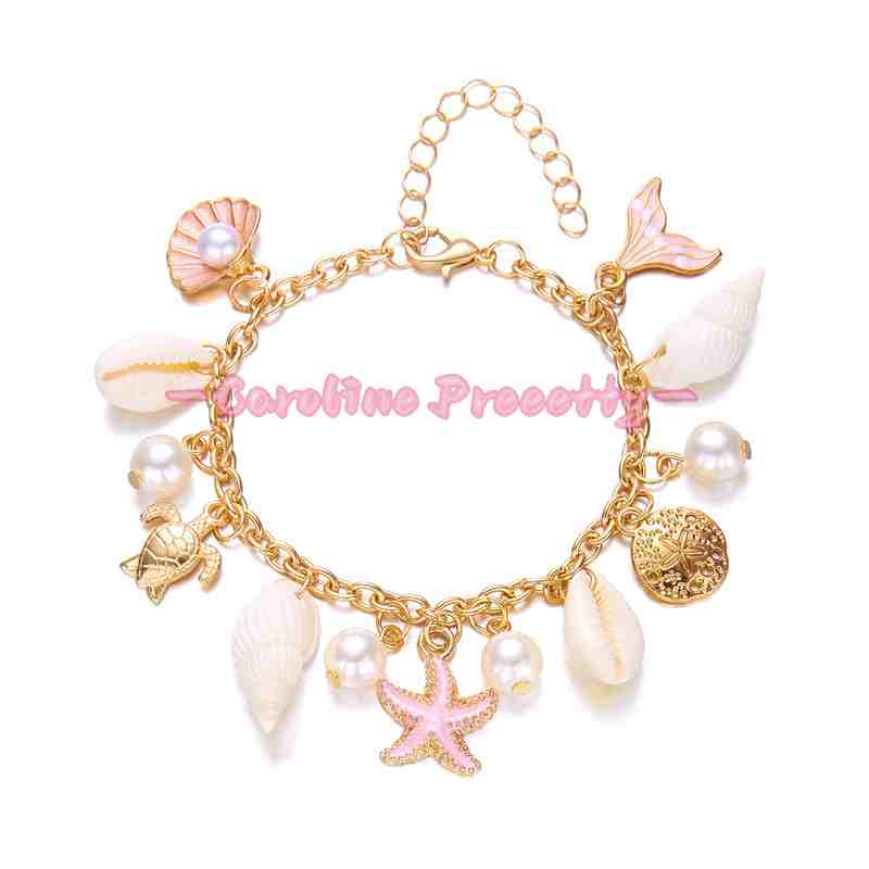 Summer beach starfish shell pearl pendant bracelet