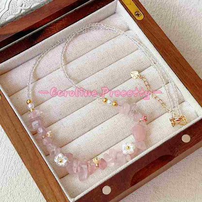 Natural crystal spring and summer sweet charm, dopamine colorful beaded necklace