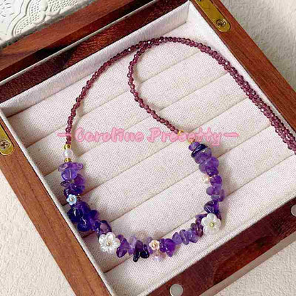 Natural crystal spring and summer sweet charm, dopamine colorful beaded necklace