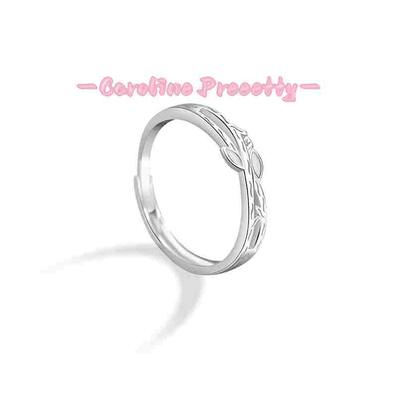 Pure Silver 925 couple rings, simple and niche four-leaf clover ring for men and women, InS-style luminous couple rings