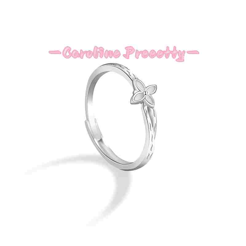 Pure Silver 925 couple rings, simple and niche four-leaf clover ring for men and women, InS-style luminous couple rings