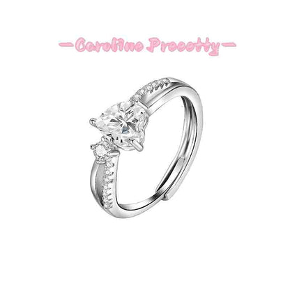 S925 sterling silver ring with a heart-shaped bow