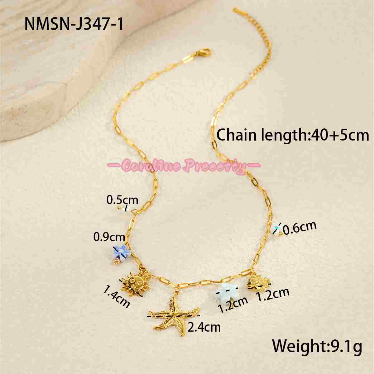 Summer ocean-style dopamine oil starfish stainless steel necklaces