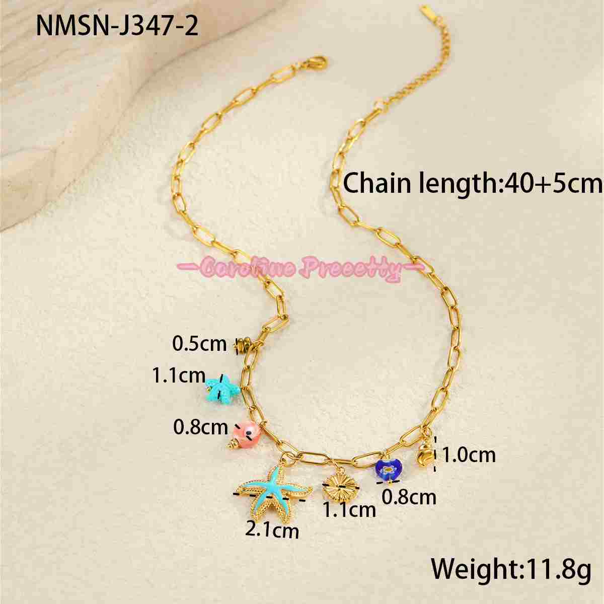 Summer ocean-style dopamine oil starfish stainless steel necklaces