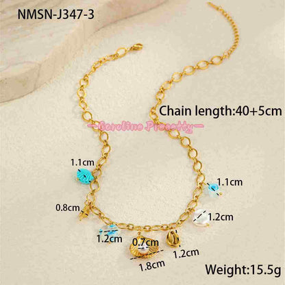 Summer ocean-style dopamine oil starfish stainless steel necklaces