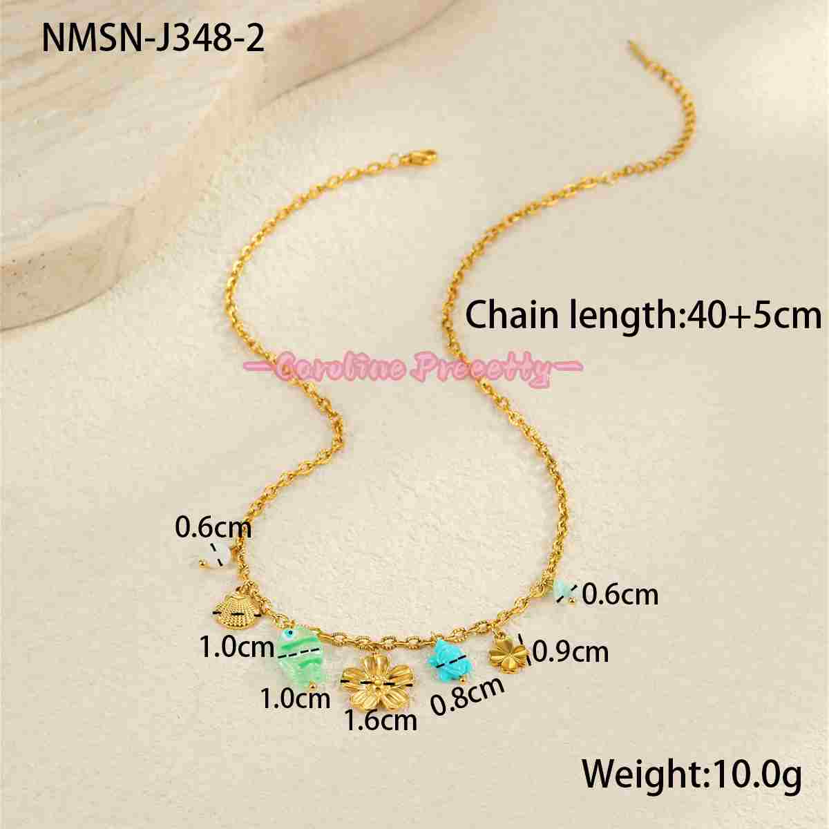 Summer ocean-style dopamine oil starfish stainless steel necklaces