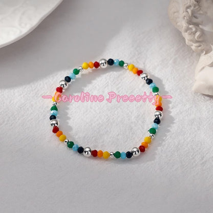 925 sterling silver plated rainbow bracelet