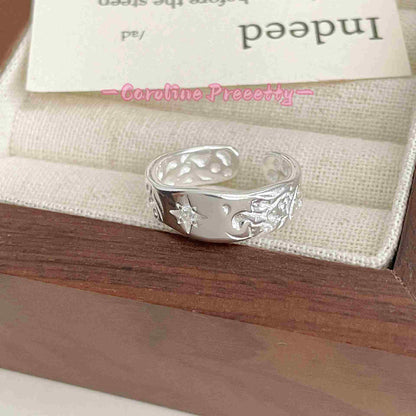 S925 sterling silver Simple Celestial River Star Ring